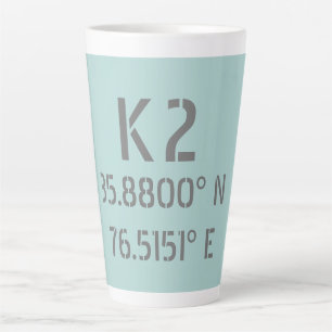 K2 Latitude and Longitude Latte Mug