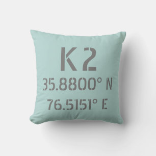 K2 Latitude and Longitude Throw Pillow