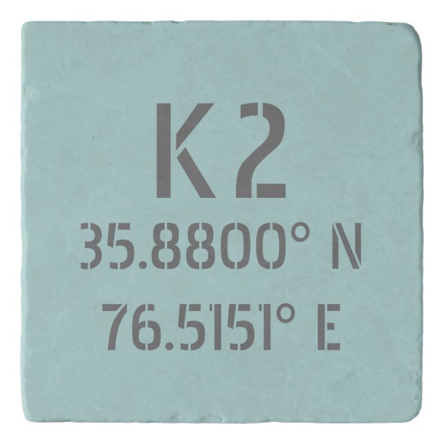 K2 Latitude and Longitude Trivet (Front)