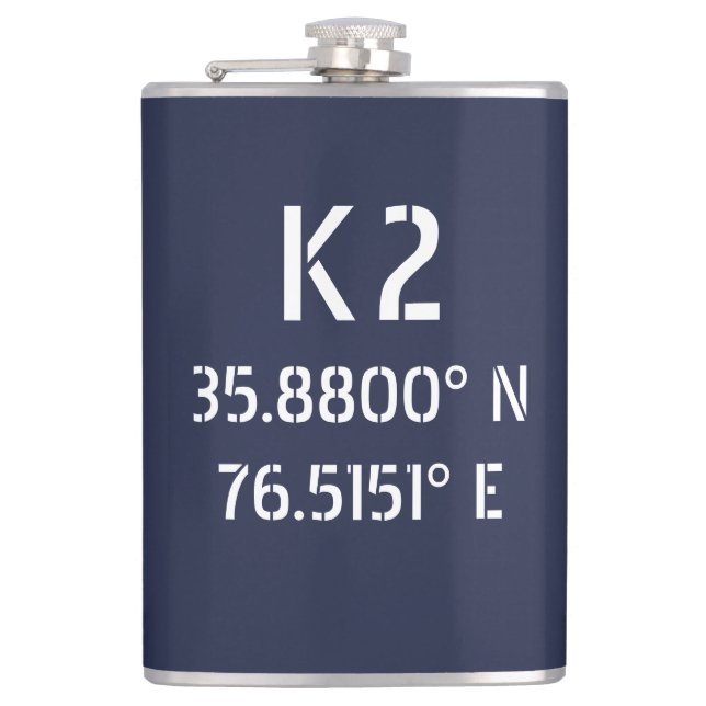 K2 Latitude Longitude Flask (Front)