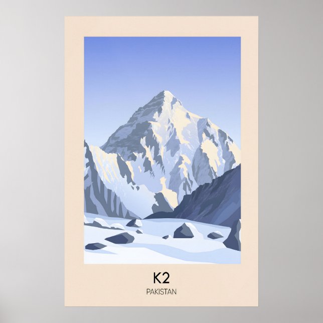 K2 Mountain Pakistan Travel Poster (Front)