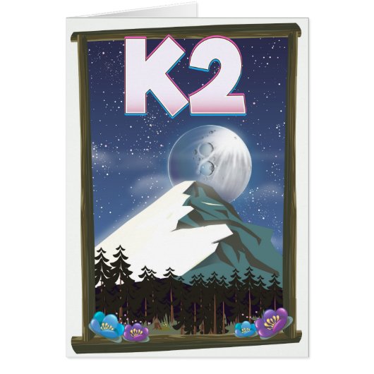 K2 Mountain travel poster Cards (Front)
