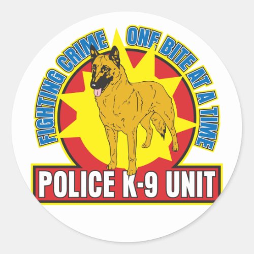 K9 Belgian Malinois Bite Classic Round Sticker