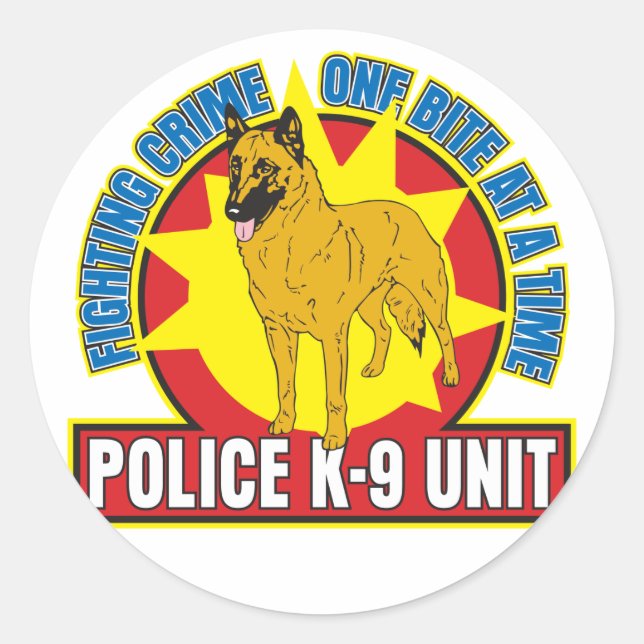 K9 Belgian Malinois Bite Classic Round Sticker (Front)