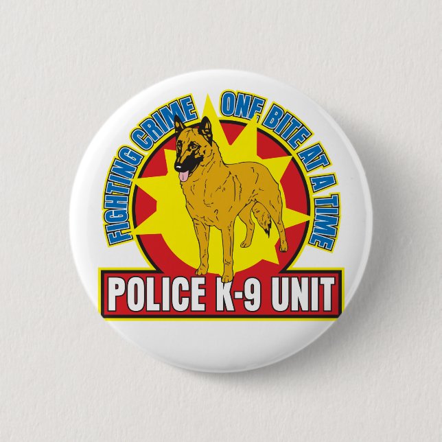 K9 Belgian Malinois Bite Pinback Button (Front)