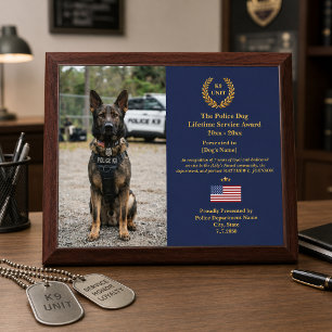 K9 Dog Officer Retirement Law Enforcement Award Plaque