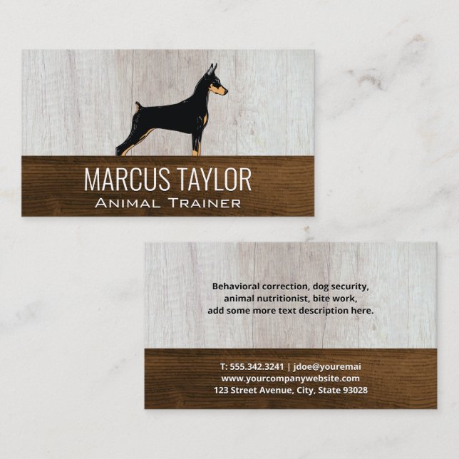 K9 | Dog Training | Wood Background Business Card (Front/Back)