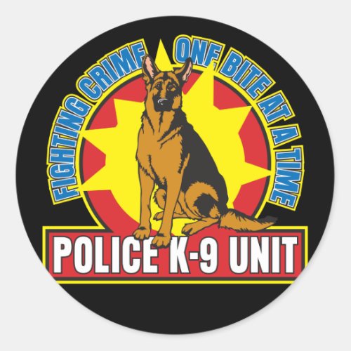 K9 German Shepherd Bite Classic Round Sticker