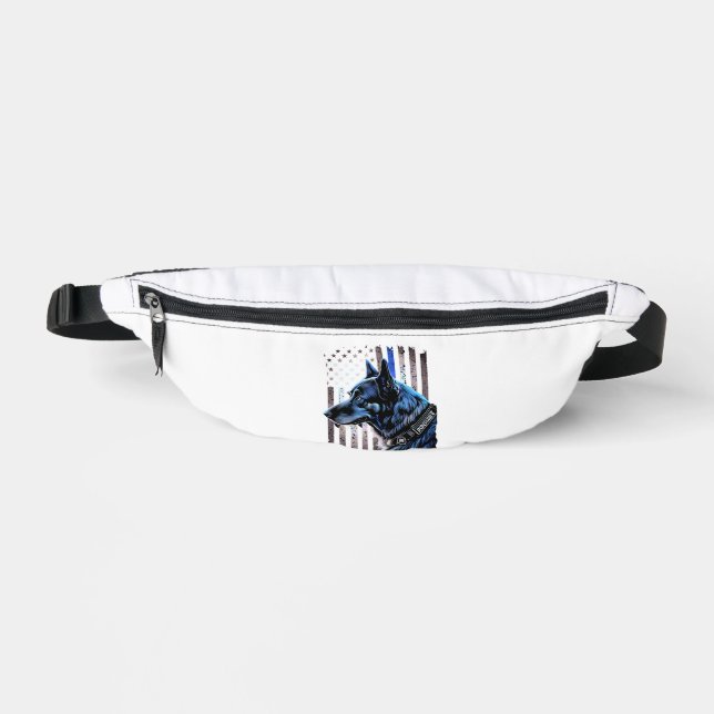 K9 German Shepherd Police Dog Thin Blue Line Flag Fanny Pack (Front)