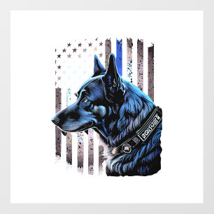 K9 German Shepherd Police Dog Thin Blue Line Flag Floor Decals