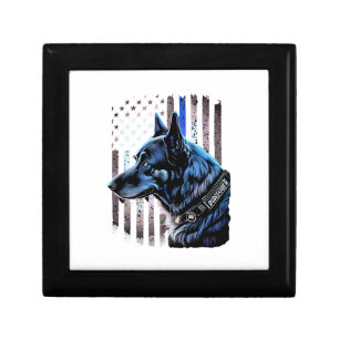 K9 German Shepherd Police Dog Thin Blue Line Flag Gift Box