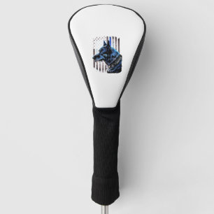 K9 German Shepherd Police Dog Thin Blue Line Flag Golf Head Cover