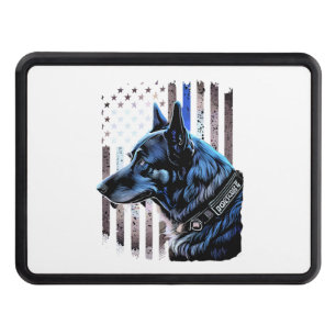 K9 German Shepherd Police Dog Thin Blue Line Flag Hitch Cover