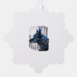 K9 German Shepherd Police Dog Thin Blue Line Flag Ornament Card