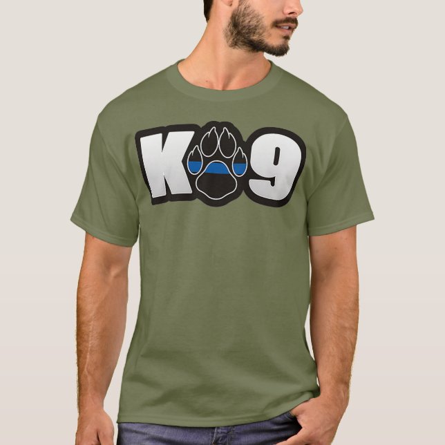 K9 Handler Police Officer Sheriff Thin Blue Line T-Shirt (Front)