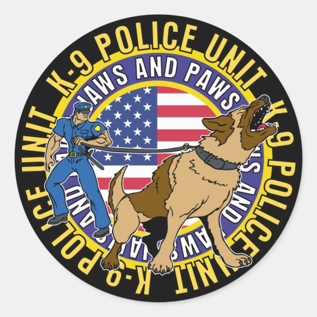 K9 Jaws and Paws Classic Round Sticker (Front)