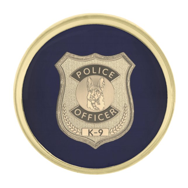 K9 Officer Gold Finish Lapel Pin (Front)