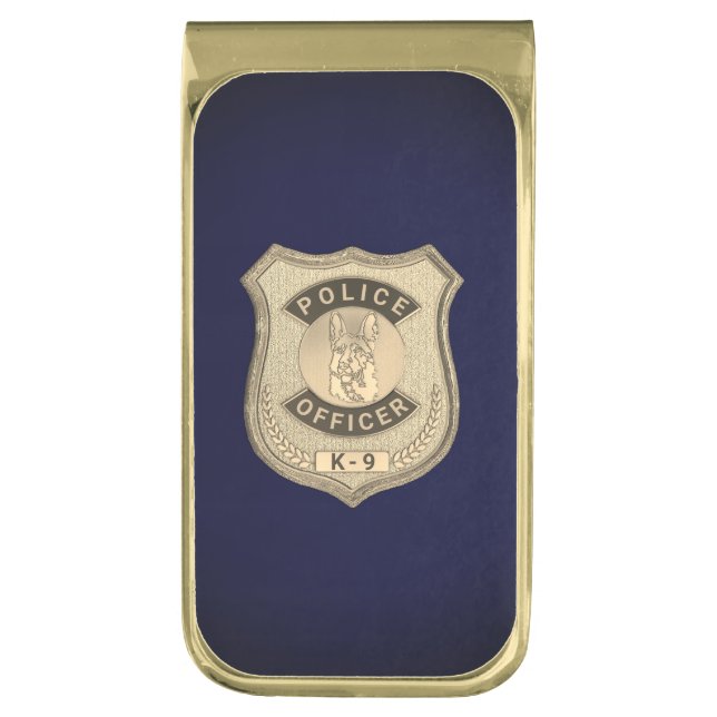 K9 Officer Gold Finish Money Clip (Front Vertical)