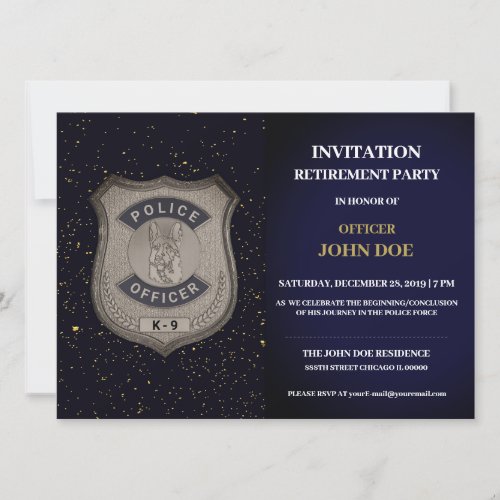 K9 Officer Retirement Invitation