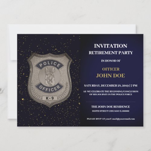 K9 Officer Retirement Invitation