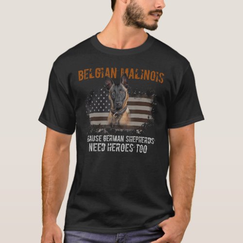 K9 Police Dog Belgian Malinois  American Patriotic T_Shirt