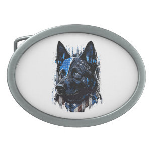 K9 Police Dog German Sherman American Flag Policem Belt Buckle
