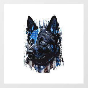 K9 Police Dog German Sherman American Flag Policem Wall Decal