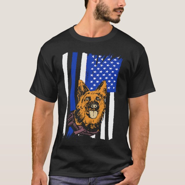 K9 Police Dog In Patriotic USA K9 Police Officer B T-Shirt (Front)