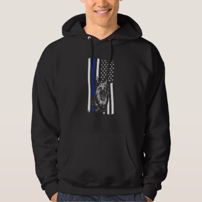 K9 Police Officer Blue Line K9 Police Dog Graphic Hoodie