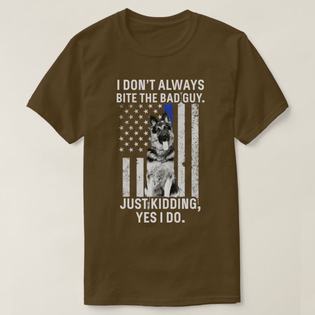 K9 Police Officer German Shepherd  Funny Thin Blue T-Shirt (Design Front)