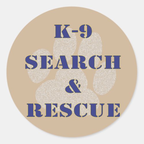 K9 Search and Rescue Classic Round Sticker