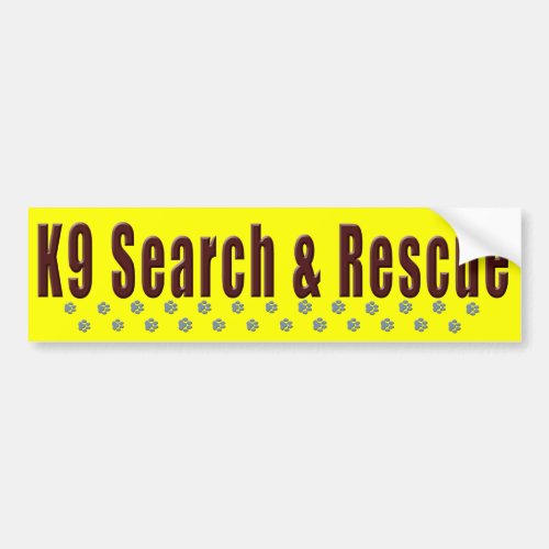 K9 Search  Rescue Bumper Sticker