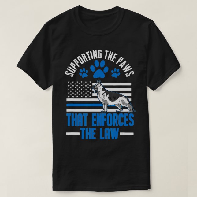 K9 Thin Blue Line  German Shepherd Police Dog US F T-Shirt (Design Front)