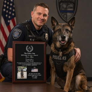 K9 Unit Dog Retirement Law Enforcement Award Plaque