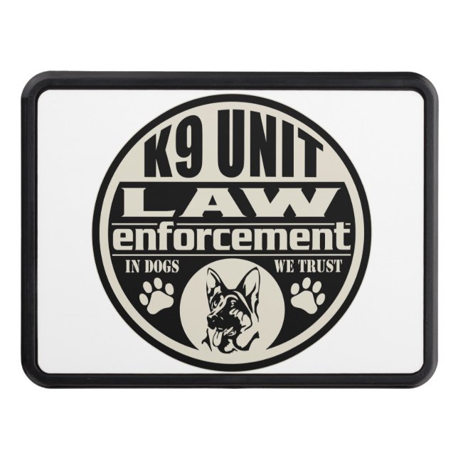 K9 Unit In Dogs We Trust (Black) Hitch Cover (Front)