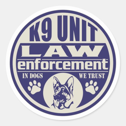 K9 Unit In Dogs We Trust Blue Classic Round Sticker