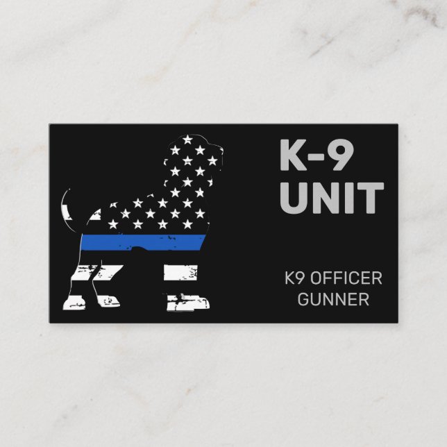 K9 Unit Law Enforcement Thin Blue Line Police Dog Business Card (Front)