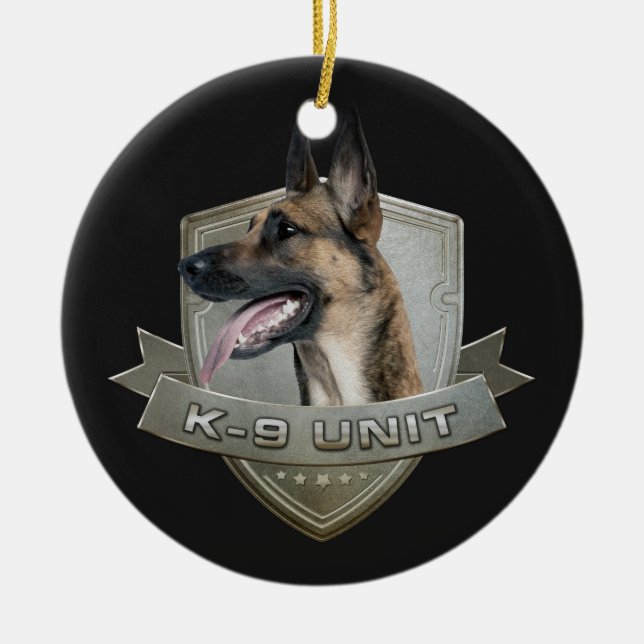 K9 Unit  - Malinois - Belgian shepherd Ceramic Ornament (Front)