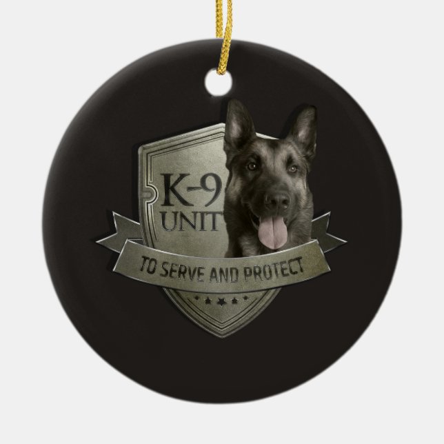 K9 Unit  - Malinois - Belgian shepherd Ceramic Ornament (Front)