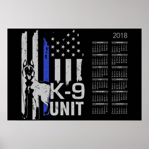 K9 Unit _ Malinois  Calendar 2018 Poster