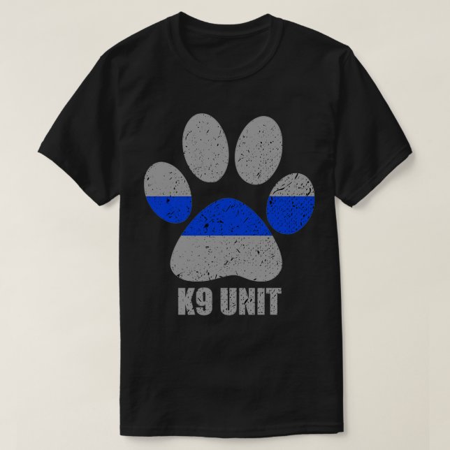 K9 Unit Paw Thin Blue Line T-Shirt (Design Front)