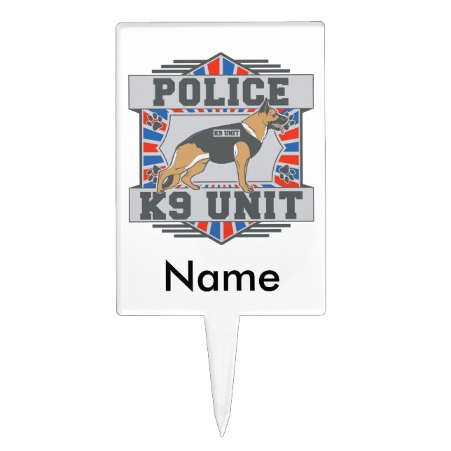 K9 Unit Police German Shepherd Cake Topper (Front)