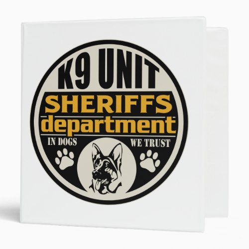 K9 Unit Sheriffs Department Binder