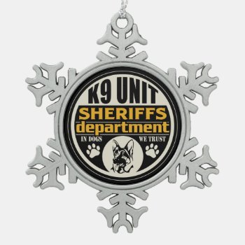 K9 Unit Sheriff's Department Snowflake Pewter Christmas Ornament by LawEnforcementGifts at Zazzle