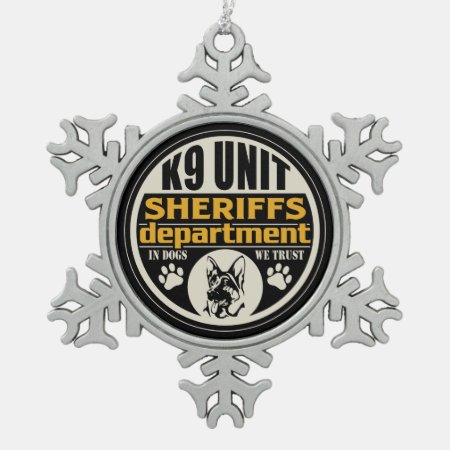 K9 Unit Sheriff's Department Snowflake Pewter Christmas Ornament