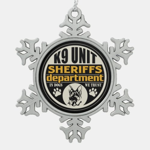 K9 Unit Sheriffs Department Snowflake Pewter Christmas Ornament