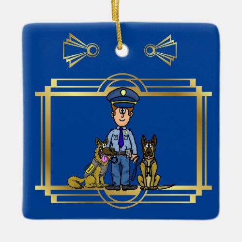 K_9 Police Officer Christmas Ornament Ver 2