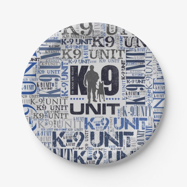 K-9 Unit  -Police Dog Unit Paper Plates (Front)