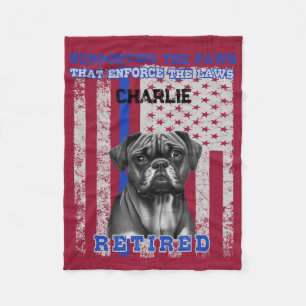 K-9 Veteran Boxer Working Dog Personalized Fleece Blanket