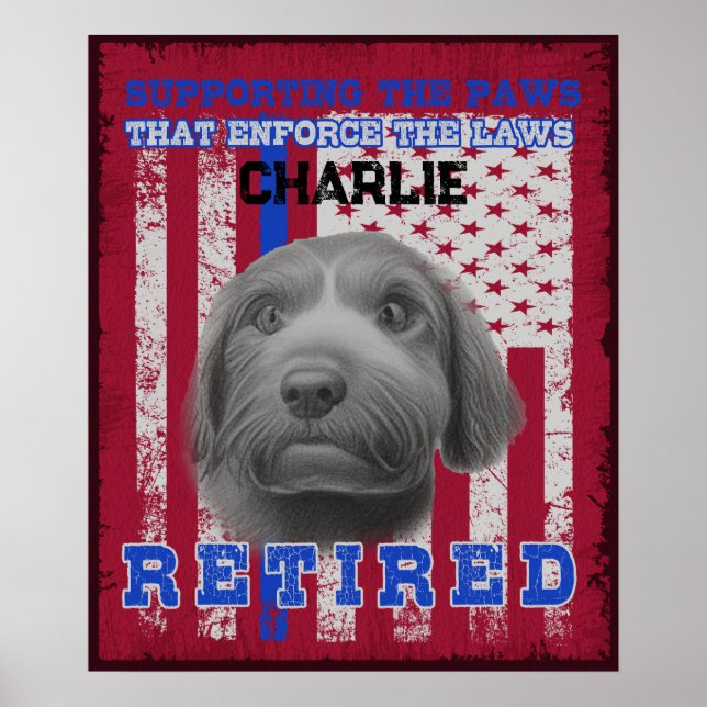 K-9 Veteran Working Spanish Water Dog Personalized Poster (Front)